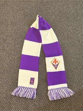 Fiorentina Purple/White Striped Knit Soccer Scarf "Prodotto Ufficiale"
